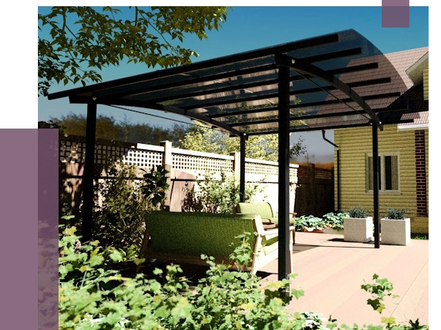 Навесы для террасы в Железногорске от 13032 руб. под ключ | ПРОЛЁТ-Жлк